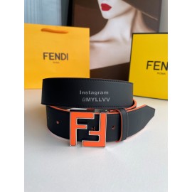 Fendi Double Side Calf Leather Orange Metal Buckle 40mm Belt For Men