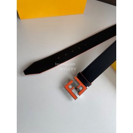 Fendi Double Side Calf Leather Orange Metal Buckle 40mm Belt For Men