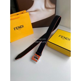 Fendi Double Side Calf Leather Orange Metal Buckle 40mm Belt For Men