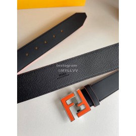Fendi Double Side Calf Leather Orange Metal Buckle 40mm Belt For Men