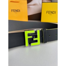 Fendi Double Side Calf Leather Yellow Metal Buckle 40mm Belt For Men