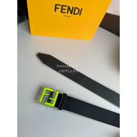 Fendi Double Side Calf Leather Yellow Metal Buckle 40mm Belt For Men