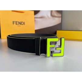 Fendi Double Side Calf Leather Yellow Metal Buckle 40mm Belt For Men