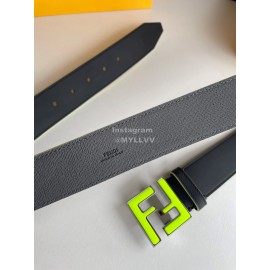 Fendi Double Side Calf Leather Yellow Metal Buckle 40mm Belt For Men