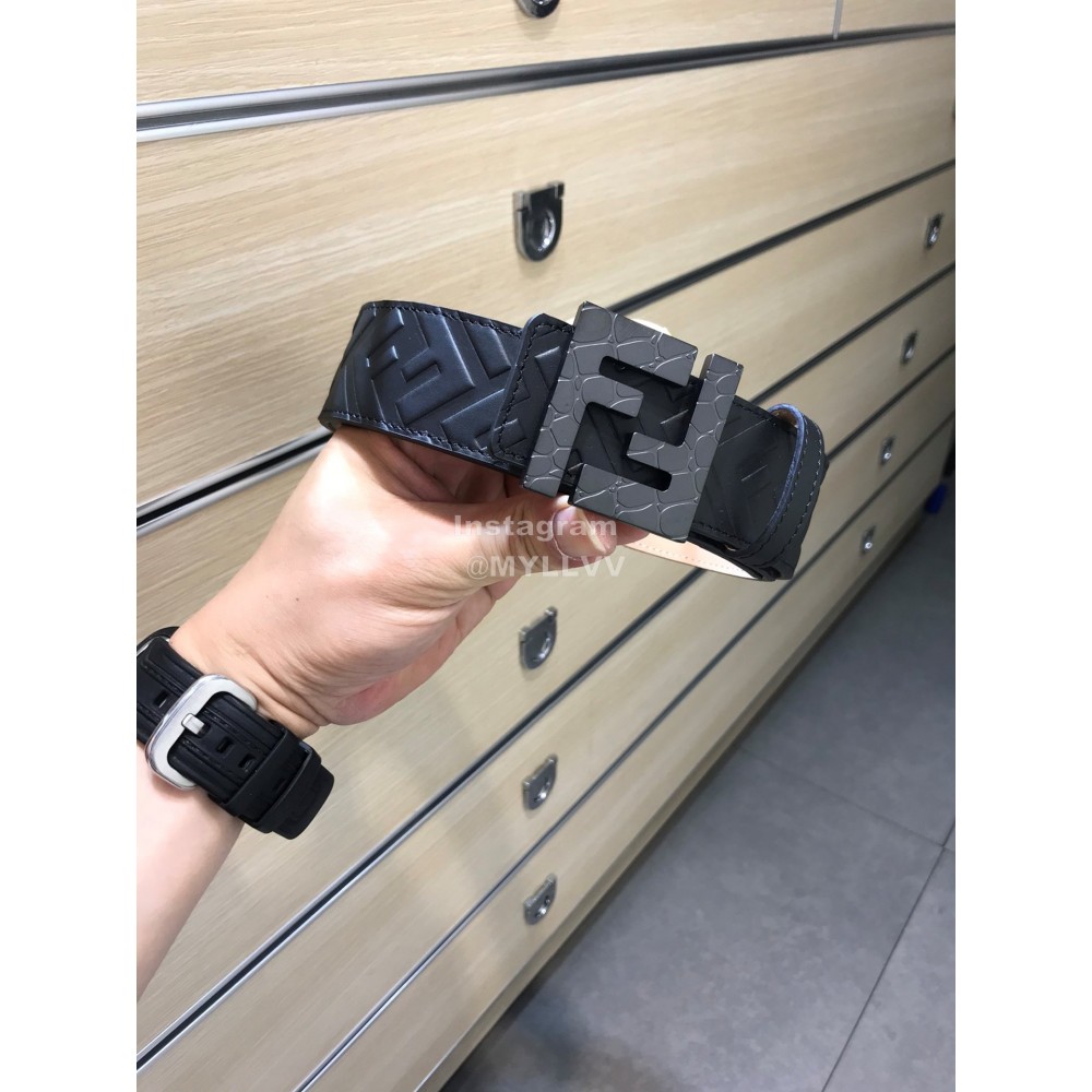 Fendi Fashion Calf Leather Black Ff Buckle 40mm Belt 