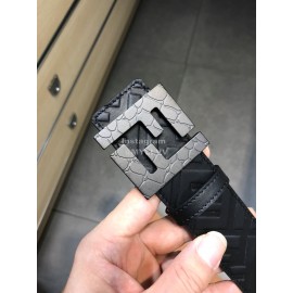 Fendi Fashion Calf Leather Black Ff Buckle 40mm Belt 