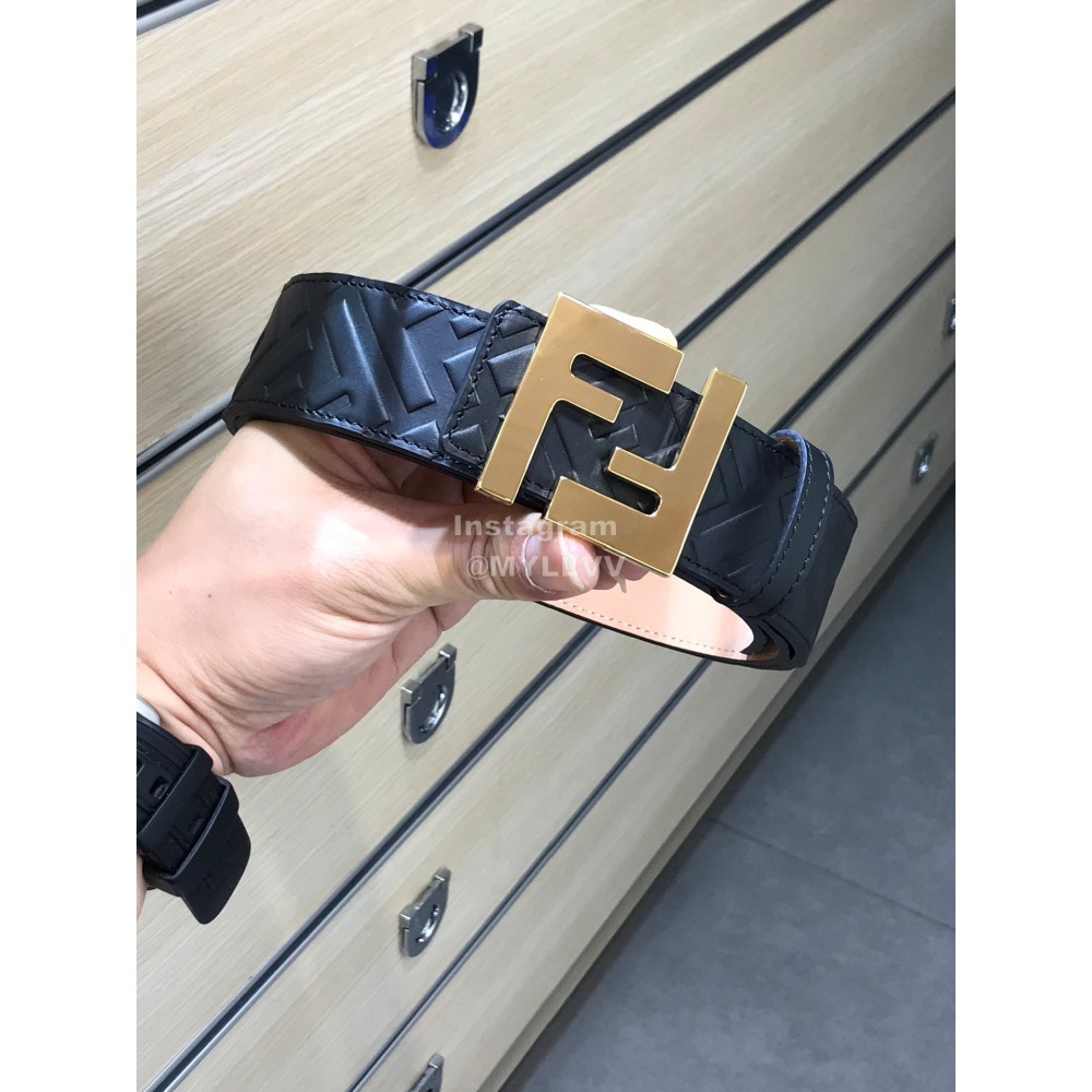 Fendi Fashion Calf Leather Gold Ff Buckle 40mm Belt 