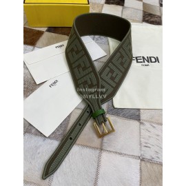 Fendi New Embroidered Pure Copper Buckle Belt Gray