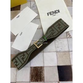 Fendi New Embroidered Pure Copper Buckle Belt Gray