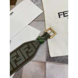 Fendi New Embroidered Pure Copper Buckle Belt Gray