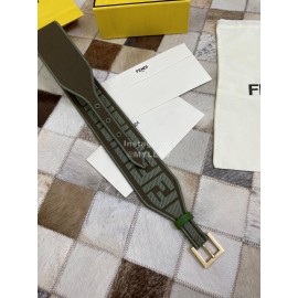 Fendi New Embroidered Pure Copper Buckle Belt Gray
