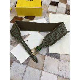 Fendi New Embroidered Pure Copper Buckle Belt Gray