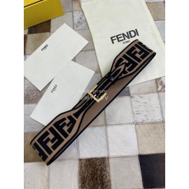 Fendi New Embroidered Pure Copper Buckle Belt Coffee