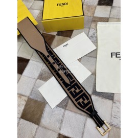 Fendi New Embroidered Pure Copper Buckle Belt Coffee