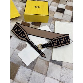 Fendi New Embroidered Pure Copper Buckle Belt Coffee