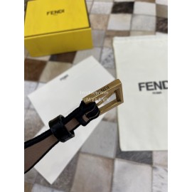 Fendi New Embroidered Pure Copper Buckle Belt Coffee