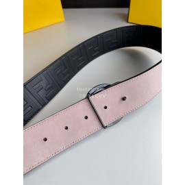 Fendi Black Embossed Ff Print Round Ff Buckle 40mm Belt