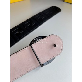 Fendi Black Embossed Ff Print Round Ff Buckle 40mm Belt