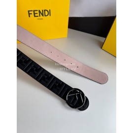 Fendi Black Embossed Ff Print Round Ff Buckle 40mm Belt
