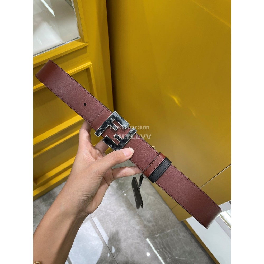 Fendi New Calf Leather Ff Buckle 35mm Belt For Men 