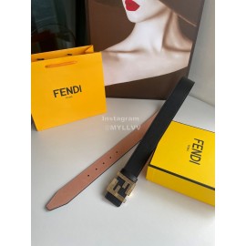 Fendi Calf Leather Hollow Metal Gold Buckle 40mm Belt For Men 