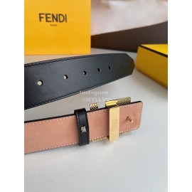 Fendi Calf Leather Hollow Metal Gold Buckle 40mm Belt For Men 