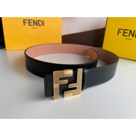 Fendi Calf Leather Hollow Metal Gold Buckle 40mm Belt For Men 