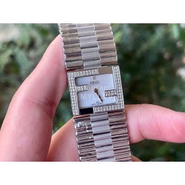 Fendi Mania Series Stainless Steel Case Diamond Watch White