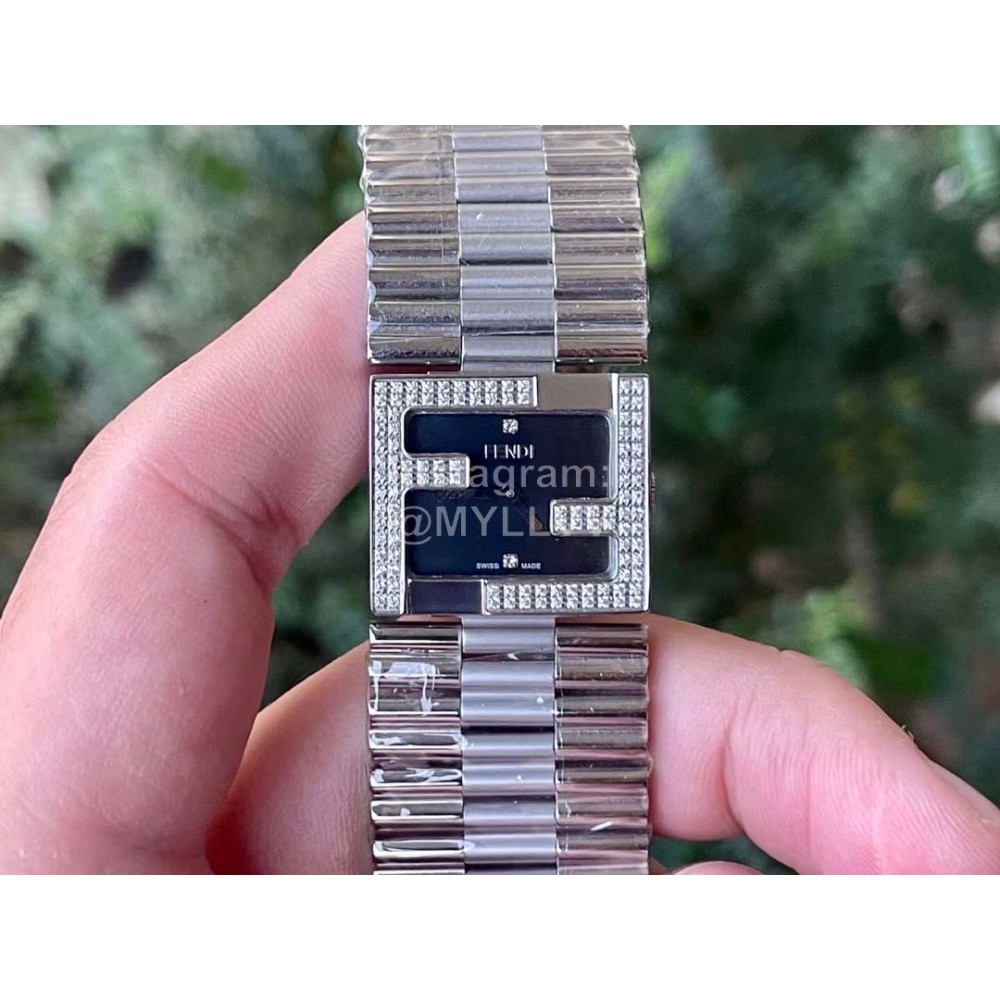 Fendi Mania Series Stainless Steel Case Diamond Watch Black