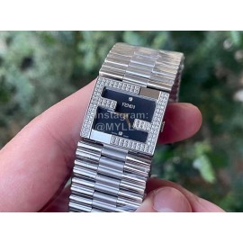 Fendi Mania Series Stainless Steel Case Diamond Watch Black