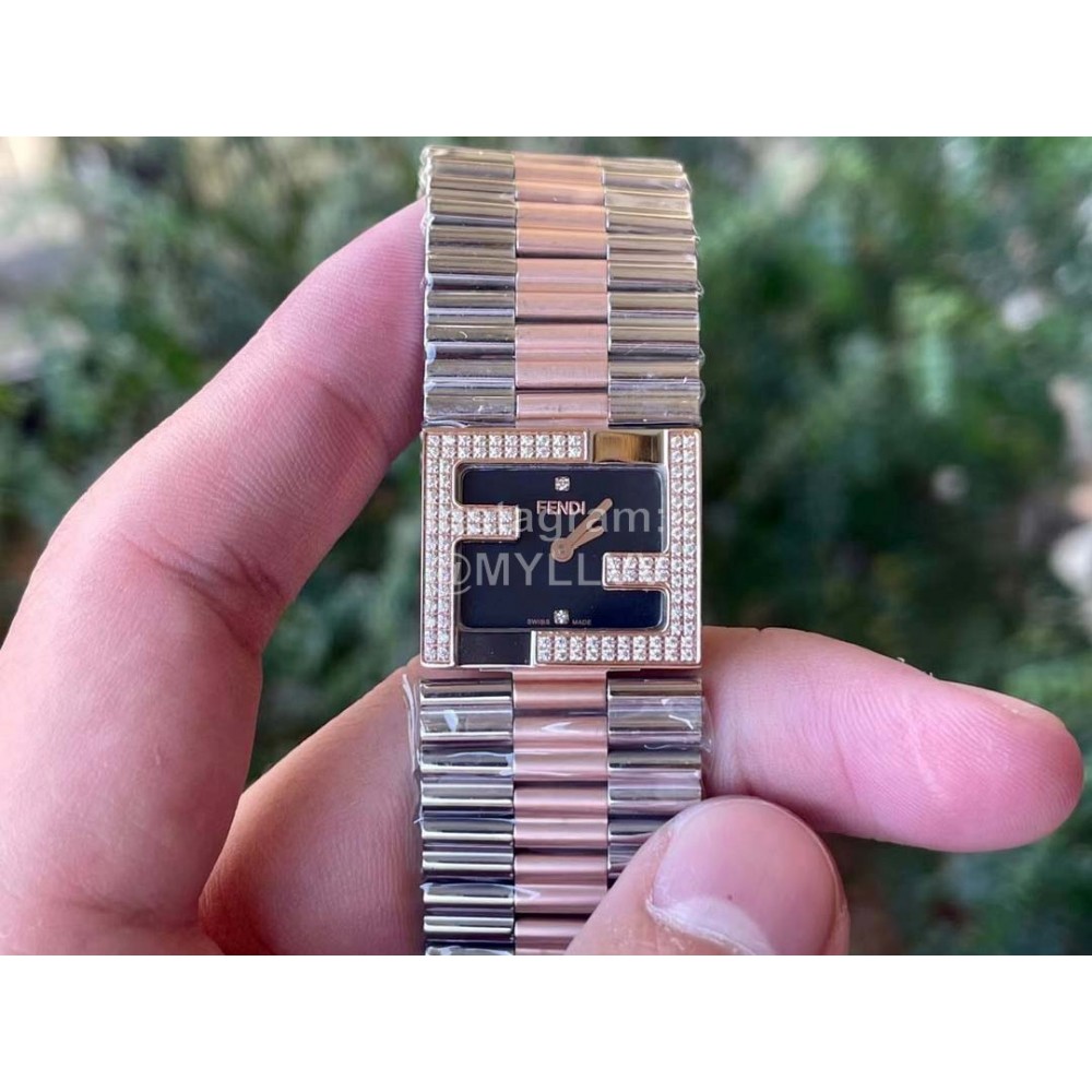 Fendi Mania Series New Stainless Steel Case Diamond Watch Black