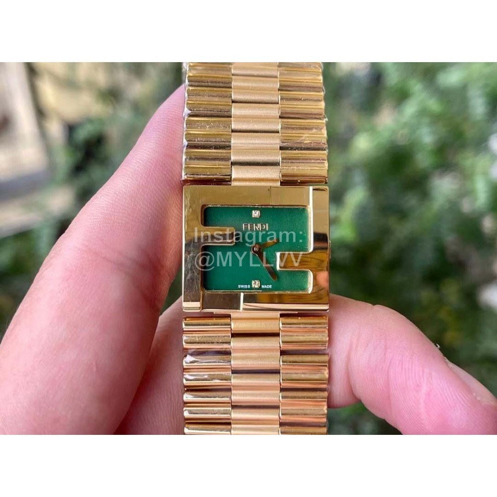 Fendi Mania Series Gold Stainless Steel Case Watch Green