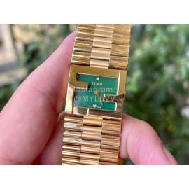 Fendi Mania Series Gold Stainless Steel Case Watch Green