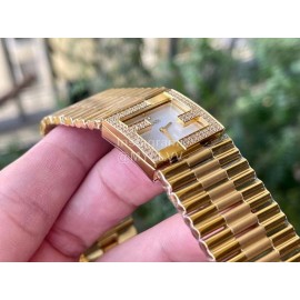 Fendi Mania Series Gold Stainless Steel Case Diamond Watch White