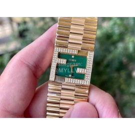 Fendi Mania Series Gold Stainless Steel Case Diamond Watch Green