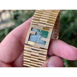 Fendi Mania Series Gold Stainless Steel Case Diamond Watch Green