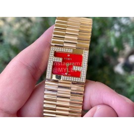 Fendi Mania Series Gold Stainless Steel Case Diamond Watch Red