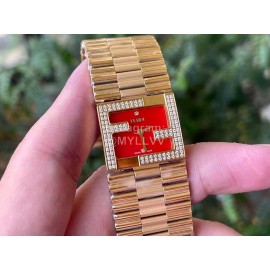 Fendi Mania Series Gold Stainless Steel Case Diamond Watch Red