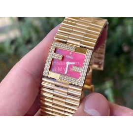Fendi Mania Series Gold Stainless Steel Case Diamond Watch Red