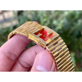 Fendi Mania Series Gold Stainless Steel Case Diamond Watch Red