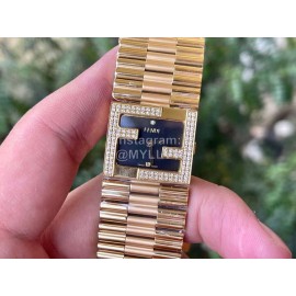 Fendi Mania Series Gold Stainless Steel Case Diamond Watch Black