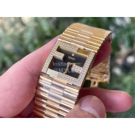 Fendi Mania Series Gold Stainless Steel Case Diamond Watch Black