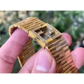 Fendi Mania Series Gold Stainless Steel Case Diamond Watch Black