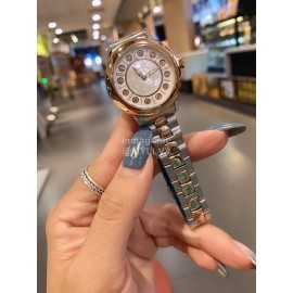 Fendi Fashion Diamond Dial Steel Strap Watch For Women