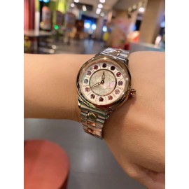 Fendi Fashion Diamond Dial Steel Strap Watch For Women