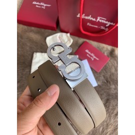 Ferragamo New Calf Leather Silver Buckle 25mm Belt For Women Coffee