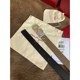 Ferragamo New Calf Leather Silver Buckle 25mm Belt For Women Coffee