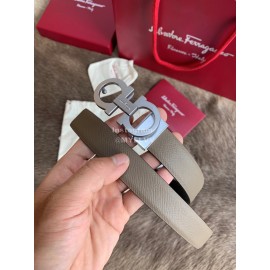 Ferragamo New Calf Leather Silver Buckle 25mm Belt For Women Coffee