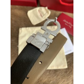 Ferragamo New Calf Leather Silver Buckle 25mm Belt For Women Coffee