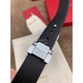 Ferragamo New Calf Leather Silver Buckle 25mm Belt For Women Green